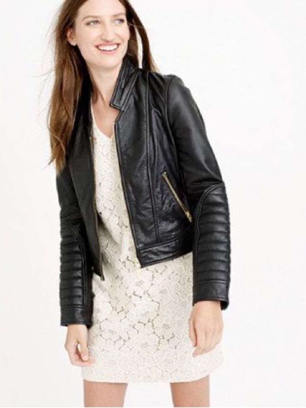 J. Crew Collection Standing Collar Leather Jacket, size 6